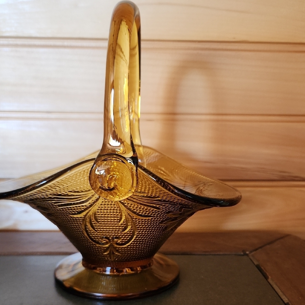 Brown Glass Accent Basket with Vintage Decor